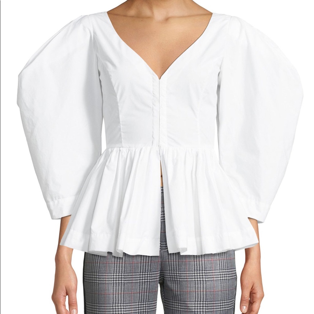ISA ARFEN
Vera V-Neck Full-Sleeve Cotton Peplum Top uk size 8 $675 - Picture 2 of 13